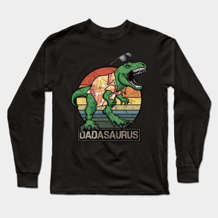 Retro Dadasaurus T Rex Dinosaur in Funny Dad Fashion for Cool Fathers Long Sleeve T-Shirt